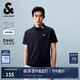 杰克·瓊斯（JACK&JONES）POLO衫男士夏季新款撞色翻領(lǐng)涼感短袖復(fù)古簡(jiǎn)約短袖polo衫衣服男裝 炭黑藍(lán)E40 M (175)