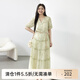 纖莉秀大碼女裝文藝小清新印花收腰顯瘦氣質(zhì)V領(lǐng)連衣裙胖mm夏新款2375 淡綠色 3XL