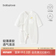 babylove新生兒連體衣夏款嬰兒哈衣系帶和尚服純棉0-6個(gè)月寶寶爬服空調(diào)服 雪山白 59cm