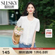 熙世界sllsky設(shè)計感蕾絲花邊白色襯衫短袖夏季休閑風(fēng)寬松圓領(lǐng)純棉上衣 米白色 XL