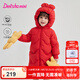 笛莎（DEESHA）童裝女童2024冬季新款女寶寶可愛糖果色三防中長(zhǎng)款加厚連帽羽絨服 紅色 100