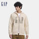 GAP男女裝秋季款印花字母logo抓絨連帽衛(wèi)衣休閑外套660128