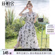 絲柏舍法式連衣裙2025春夏新款女裝優(yōu)雅撞色蝴蝶收腰中長裙