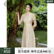 固執(zhí)（OBSTINATE）【特價】2025夏季新款新中式v領(lǐng)刺繡短袖中長款連衣裙 黃色 L