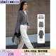 德瑪納（dme）法式慵懶針織套裝女2024秋冬新款長(zhǎng)款過膝開衫外套V領(lǐng)背心兩件套 深麻灰 L