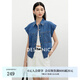 迪賽尼斯（DESIGNICE）2025年夏季新款通勤氣質(zhì)復(fù)古純棉襯衫無袖牛仔短外套女 牛仔藍(lán) M