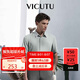 威可多（VICUTU）男士潮流商務(wù)短袖襯衫通勤百搭純色襯衣豆綠灰175/96B