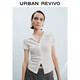 UR2025秋季新款女裝簡(jiǎn)約休閑翻領(lǐng)排扣褶皺修身T恤UWM450113