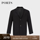 PORTS寶姿男裝早秋商務(wù)休閑純色常規(guī)外套夾克MN9J042JWH010 BLACK-GREY M