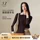 玖姿·安娜蔻赫本風(fēng)撞色假兩件翻領(lǐng)美麗諾羊毛針織衫女2024冬款 咖啡 M
