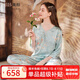 美標(biāo)商場(chǎng)同款送禮物真絲睡衣女春秋國(guó)風(fēng)100%桑蠶絲綢可外穿家居服夏 羽藍(lán)（中國(guó)風(fēng)） M (160/84A)