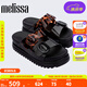 Melissa梅麗莎25新品COZY女小可厚底拖鞋雙根帶休閑外穿拖鞋36158 黑色/玳瑁色 37
