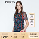 PORTS寶姿 新品商場(chǎng)同款女裝 夏季新品紅花藍屋荷葉邊領(lǐng)上衣 丈青印花 S (4)