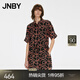 江南布衣（JNBY）夏季音符印花連體褲女寬松翻領連體衣收腰系帶短褲 853/雜桔 M