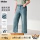 MsShe多色薄款軟牛仔褲大碼女裝2025夏季胖mm顯瘦直筒七分闊腿褲 牛仔灰藍(lán)色現(xiàn)貨 2XL