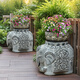荷府家居 家居戶(hù)外庭院大象擺件門(mén)口招財抱鼓石門(mén)墩一對 新中式人造石墩子花盆 花象兩只+花盆