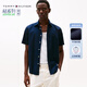 TOMMY HILFIGER【輕松感】25夏季男純棉府綢休閑純色條紋中性簡(jiǎn)約短袖襯衣襯衫男 【凈色府綢】藏青色DW5 2XL （推薦：180-200斤）