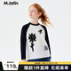 M.Latin/馬拉丁童裝T恤24秋新款女大童撞色長(cháng)袖T恤 黑色 160cm