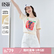 歐莎（OSA）港風(fēng)奶油杏色英文印花短袖女2025新款寬松顯瘦內搭T恤上衣 米杏色 XL