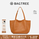 BAGTREE李思思同款包包樹(shù)晚楓包輕奢植鞣皮大容量托特包通勤單肩電腦女包 橡果色-中號 可裝14寸電腦 高級小眾