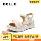 百麗（Belle）寬條帶休閑涼鞋女2025夏季新款商場同款真皮厚底涼鞋D6N2DBL5 米白 38 (240mm)