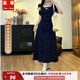 蕓蕁裙子女夏季2025新款大碼法式拼接蕾絲小眾短袖連衣裙夏季胖收腰顯 碎花長裙 3XL 建議148-160斤