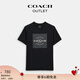 蔻馳（COACH）【七夕情人節(jié)禮物】奧萊男士男裝經(jīng)典標(biāo)志SQUARE T恤春夏款短袖 黑色 XL