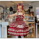 【寶石之冕】Lolita洋裝doll感jsk洛麗塔吊帶連衣裙 紅色jsk+飛機(jī)盒 S