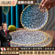 AILUKI日本新款水晶玻璃金邊水果盤客廳家用輕奢點心甜品零食擺放盤 金邊圓盤小號