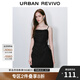 UR2025夏季新款女裝休閑系帶超短款修身吊帶連衣裙UYV750059 正黑 (偏短) S