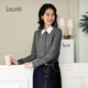 Laurèl25秋新款學(xué)院風(fēng)寬松撞色襯衫女LWD363C01000 白撞灰 S