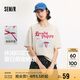 森馬（Semir）短袖t恤女中長款萌寵花上衣25夏透氣吸濕寬松套頭衫109325100005