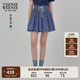 Teenie Weenie小熊半身裙女2025年夏季新款細(xì)褶碎花小清新文藝短裙 藏青色 M