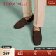 THOM WILLS軟底樂福鞋男夏季新款休閑皮鞋男真皮一腳蹬男鞋 深咖色A1111 42 /8碼