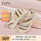 他她（TATA）休閑運動涼鞋女鞋羊皮法式坡跟涼鞋2025夏季新款7AP05BL5 銀色 38