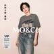 MO&Co.【秦嵐同款】短袖T恤2025春新品做舊搖滾印花寬松MBE1TEET08 深花灰色 M 165