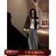 三吉黑花【尋野】闊腿褲子女秋冬2024新款休閑毛呢褲寬松bf慵懶風(fēng) 花灰 M