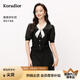 珂萊蒂爾2025夏季新款黑色優(yōu)雅領(lǐng)結(jié)裝飾短袖針織衫女時(shí)尚氣質(zhì)上衣 黑色 L