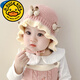 G. DUCKKIDS秋冬款嬰兒花邊毛線帽女寶寶漁夫帽幼兒甜美公主韓版護(hù)耳帽子冬季 蝴蝶結(jié)粉色 3-12個(gè)月帽圍42-44cm x 均碼