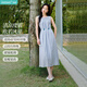 茵曼法式度假風(fēng)背心連衣裙女2025年夏季新品歐若風(fēng)藍(lán)色無袖長裙子 藍(lán)色 M