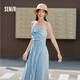 森馬（Semir）連衣裙女簡(jiǎn)約度假風(fēng)吊帶裙2025夏法式收腰高級(jí)感長(zhǎng)裙107425114040