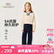 英氏（YEEHOO）兒童套裝女童上下裝秋季時(shí)尚淑女學(xué)院風(fēng)衣服秋裝新款洋氣中大童裝 法式學(xué)院花邊 米白+深藍(lán) 140