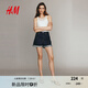 H&M女裝牛仔褲2025夏季新款加高腰通勤潮流時尚牛仔短褲1204752 深牛仔藍 44 170/84