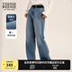Teenie Weenie小熊女裝牛仔褲2025春季新款立體壓花復(fù)古喇叭休閑褲 中藍(lán)色 L 170