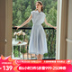 Olrain【時(shí)尚通勤套裝】條紋襯衫+半裙夏季女裝2025新款兩件套衣服 藍(lán)條紋 M
