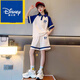 迪士尼（Disney）女童套裝夏裝2024新款洋氣女孩短袖大童夏季短褲時髦運動兩件套 杏色 160
