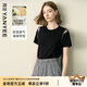顏域黑色短袖T恤女2025夏季新款高級感天絲顯瘦氣質(zhì)露肩氣質(zhì)上衣 黑色 M