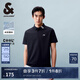 杰克·瓊斯（JACK&JONES）POLO衫男士夏季新款撞色翻領(lǐng)涼感短袖復(fù)古簡(jiǎn)約短袖polo衫衣服男裝 炭黑藍(lán)E40 M (175)