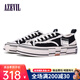 安哲衛(wèi)（AZEVIL）厚底板鞋男2025夏季經(jīng)典吳建豪乞丐鞋外穿半拖一腳蹬增高帆布鞋女 黑色 37