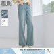 香影牛仔闊腿直筒褲女2025夏秋新款高腰寬松淺色丹寧風水洗休閑褲 牛仔藍 S 155/80A/85-95斤